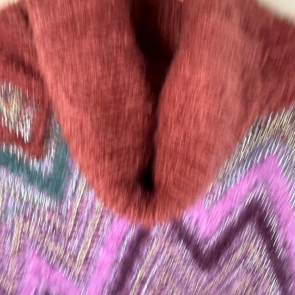 For Love & Lemons 90s‎ Zigzag Cropped Sweater Women S Burgundy Metallic Y2K Boho - Picture 4 of 9